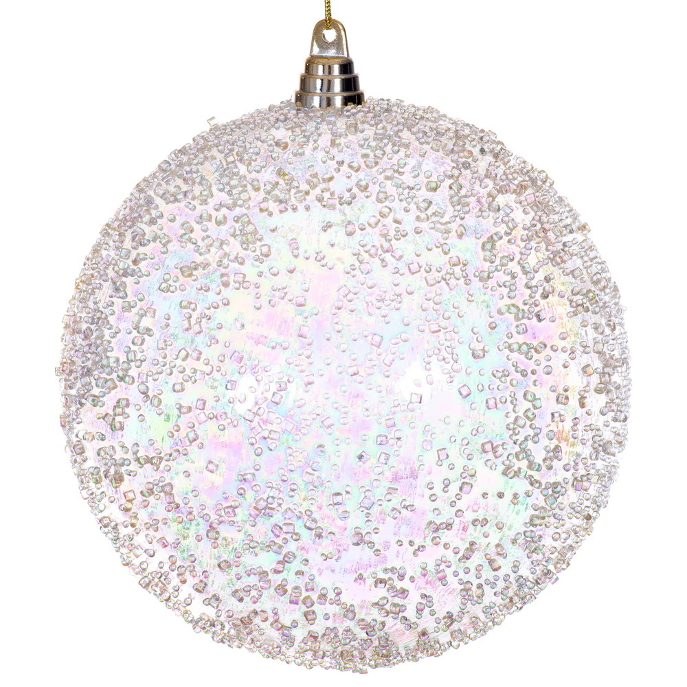 MC250938W 8 in. Champagne Iridescent Bead Ball Ornament