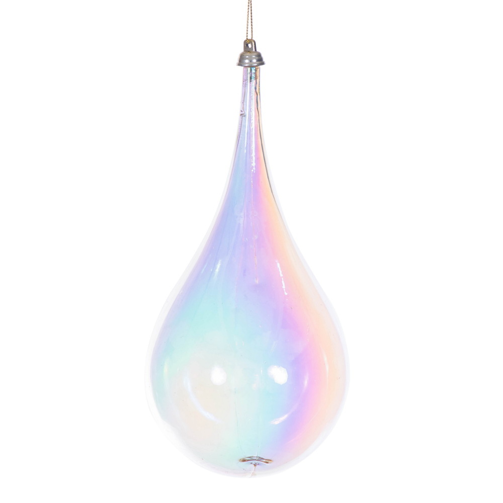 MC251138W 4 in. Champagne Iridescent Teardrop Ornament - 3 per Bag