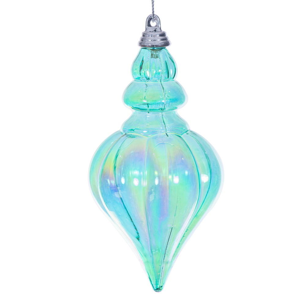 MC251842W 5 in. Teal Iridescent Drop Ornament - 3 per Bag