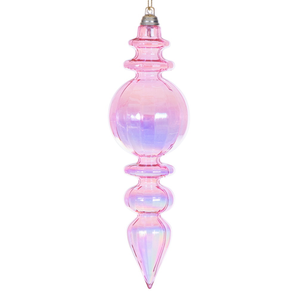 MC252379W 7.5 in. Pink Iridescent Finial Ornament - 2 per Bag