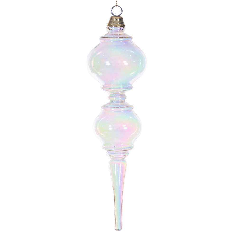 MC252938W 16.5 in. Champagne Iridescent Finial Ornament