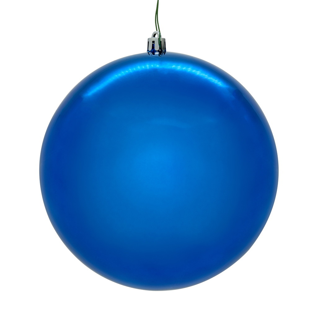 N591202DSVL 4.75 in. Blue Shiny Seamless UV Drilled Ball Ornament - 4 per Pack