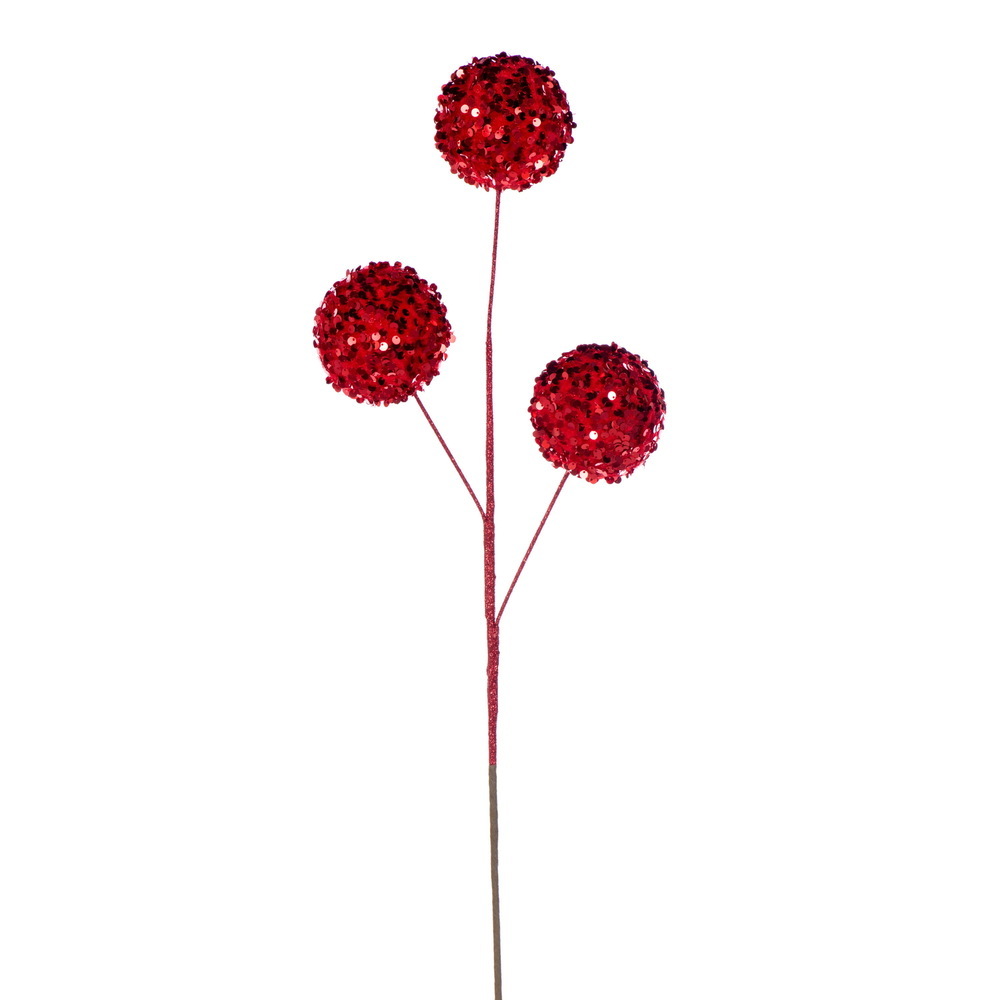 RPQ254103 26 in. Red Sequin Triple Ball Spray - 2 per Bag