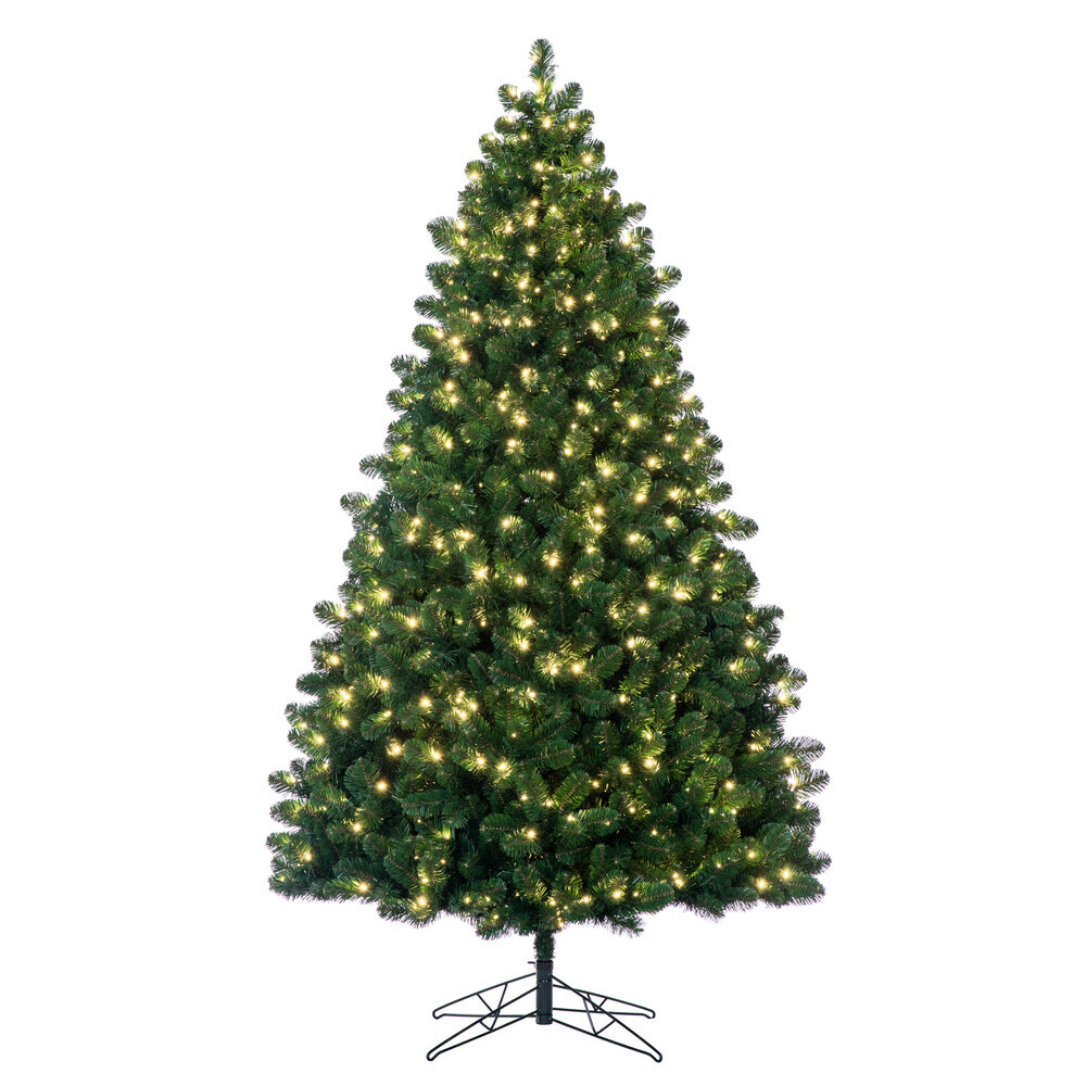 7.5 ft. x 54 in. Oregon Fir Medium Width Artificial Pre-lit Christmas Tree - 800 Warm White 5 mm Single Mold LED Lights & 1557 PVC Tips - Green