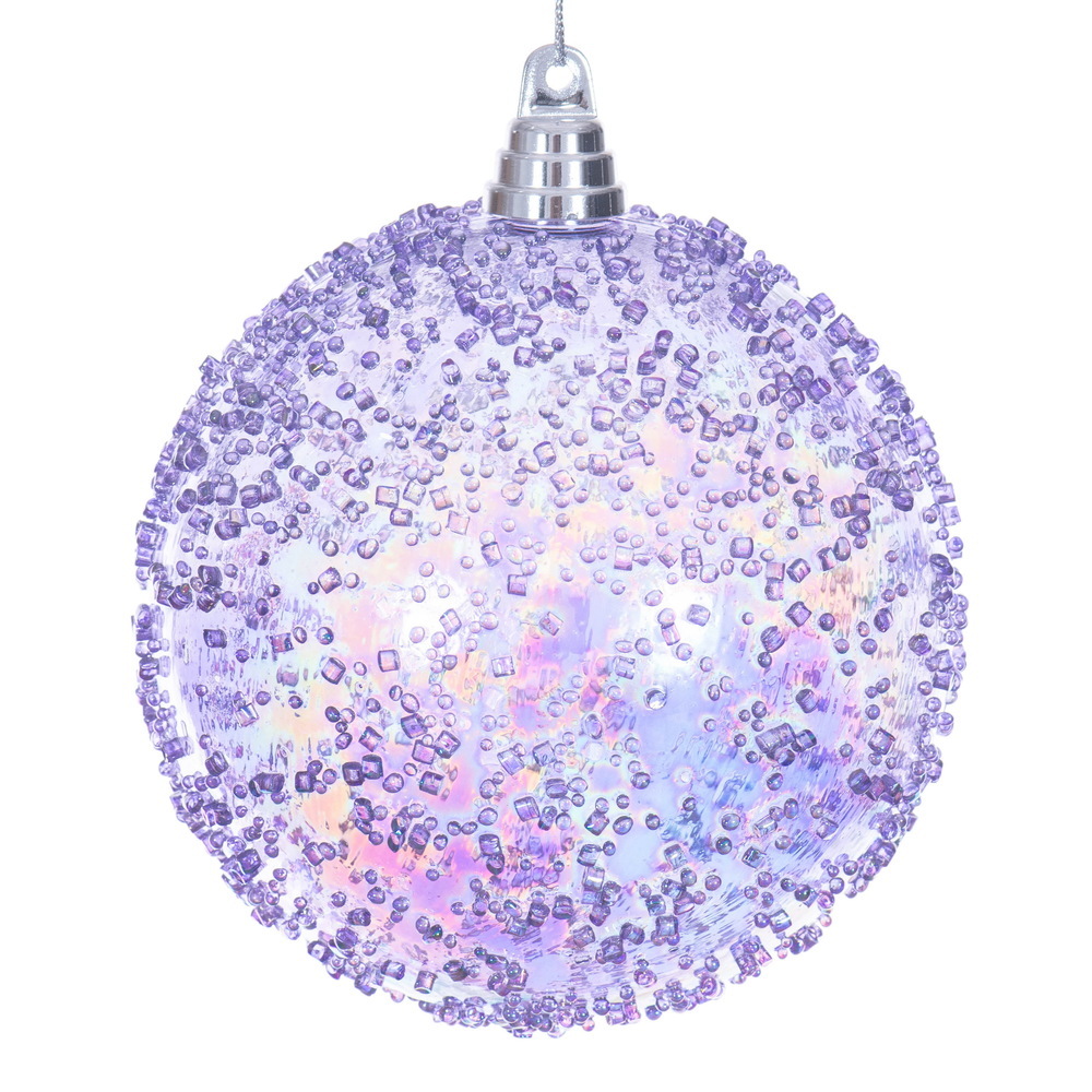 MC250886W 6 in. Lavender Iridescent Bead Ball Ornament - 2 per Bag