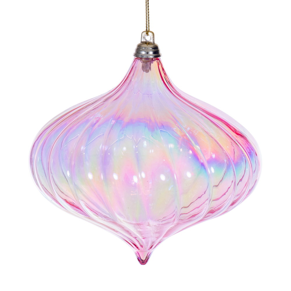MC251379W 4.75 in. Pink Iridescent Onion Ornament - 2 per Bag