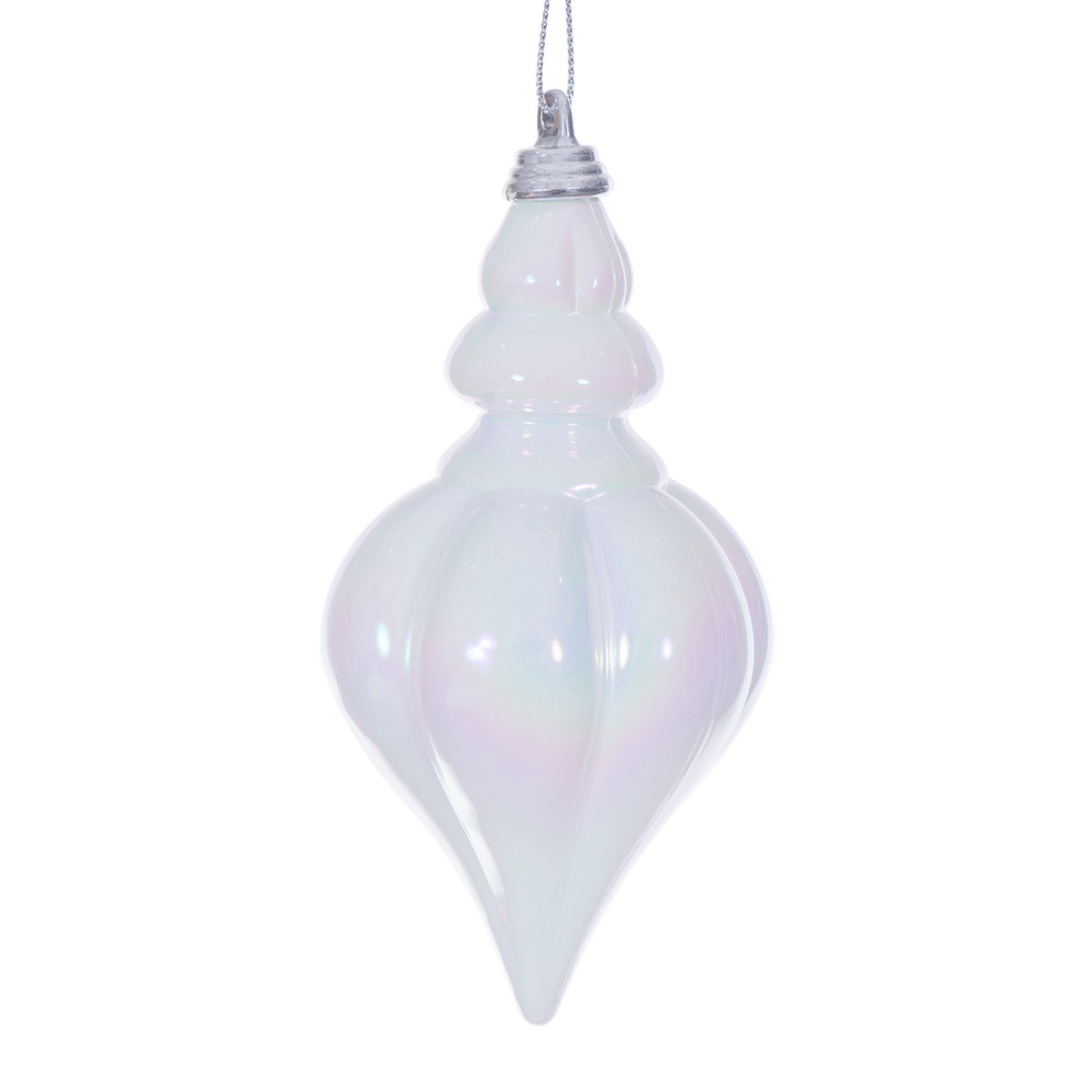 MC251811W 5 in. White Iridescent Drop Ornament - 3 per Bag