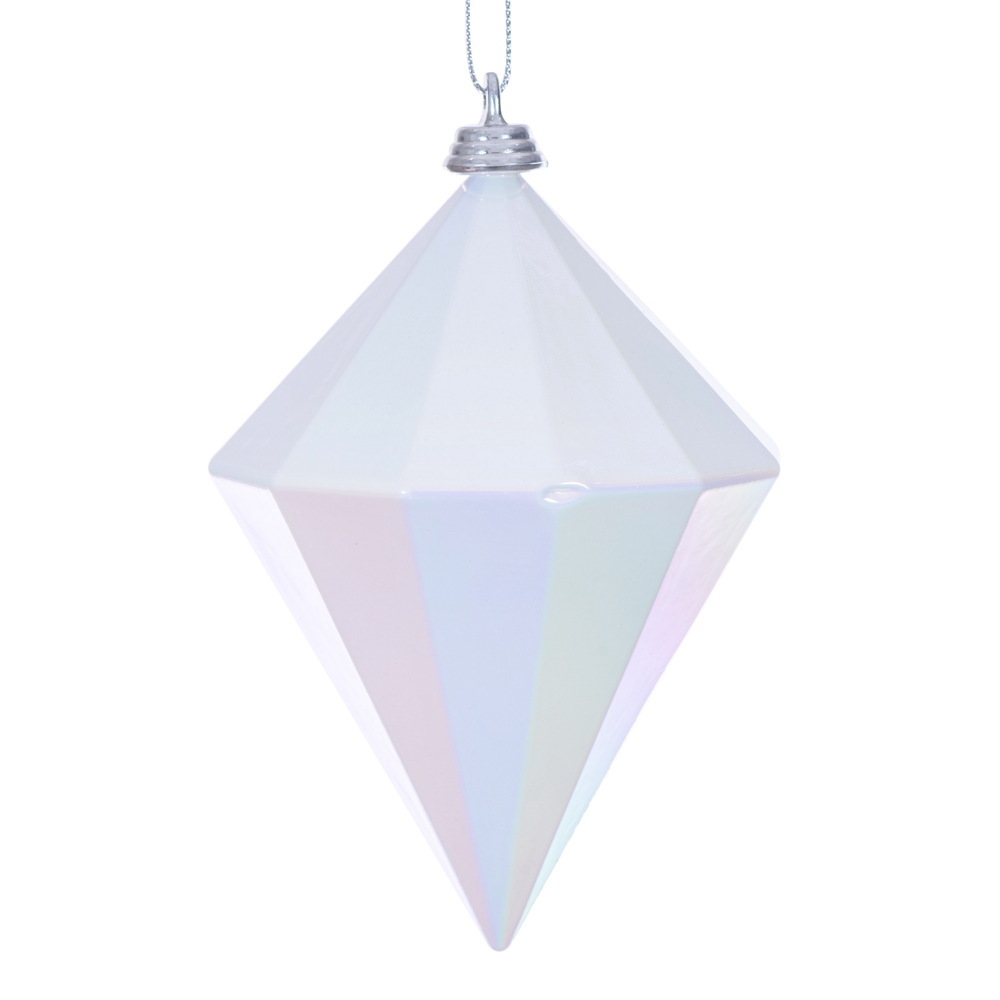 MC252111W 5 in. White Iridescent Diamond Ornament - 3 per Bag