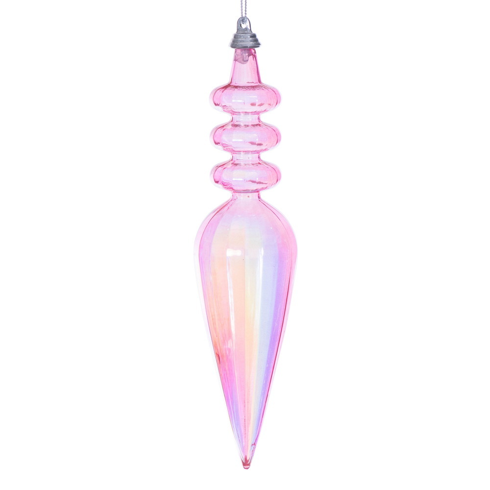 MC252579W 8.5 in. Pink Iridescent Finial Ornament - 2 per Bag