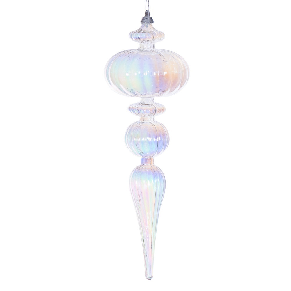 MC252700W 12 in. Clear Iridescent Finial Ornament