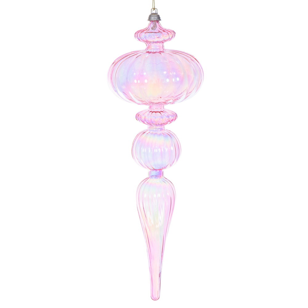 MC252779W 12 in. Pink Iridescent Finial Ornament
