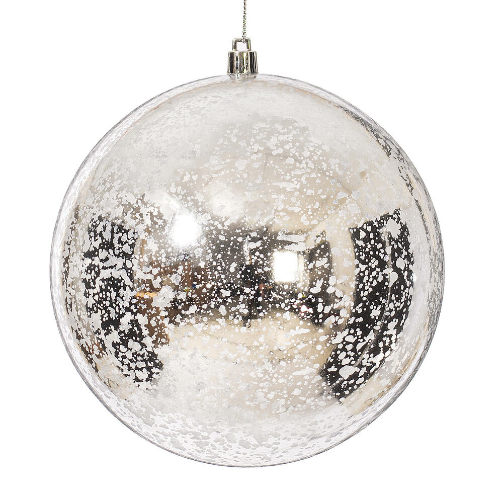 M166507D 6 in. Silver Shiny Mercury Ball Ornament - Pack of 4