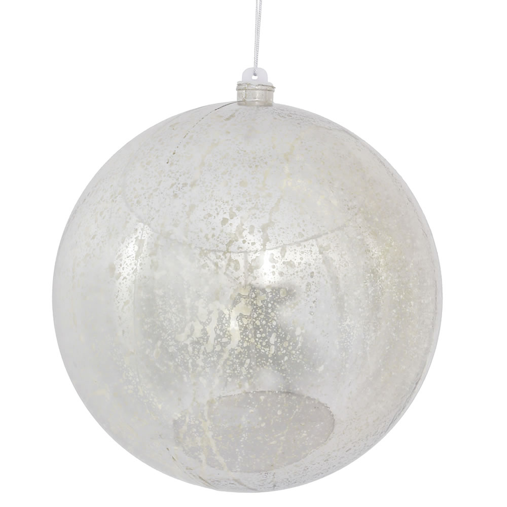 M166607D 8 in. Shiny Mercury Ball Ornament, Silver