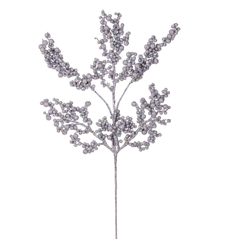 P250507UV 14 in. Silver Glitter UV Berry Pick, 3 per Bag
