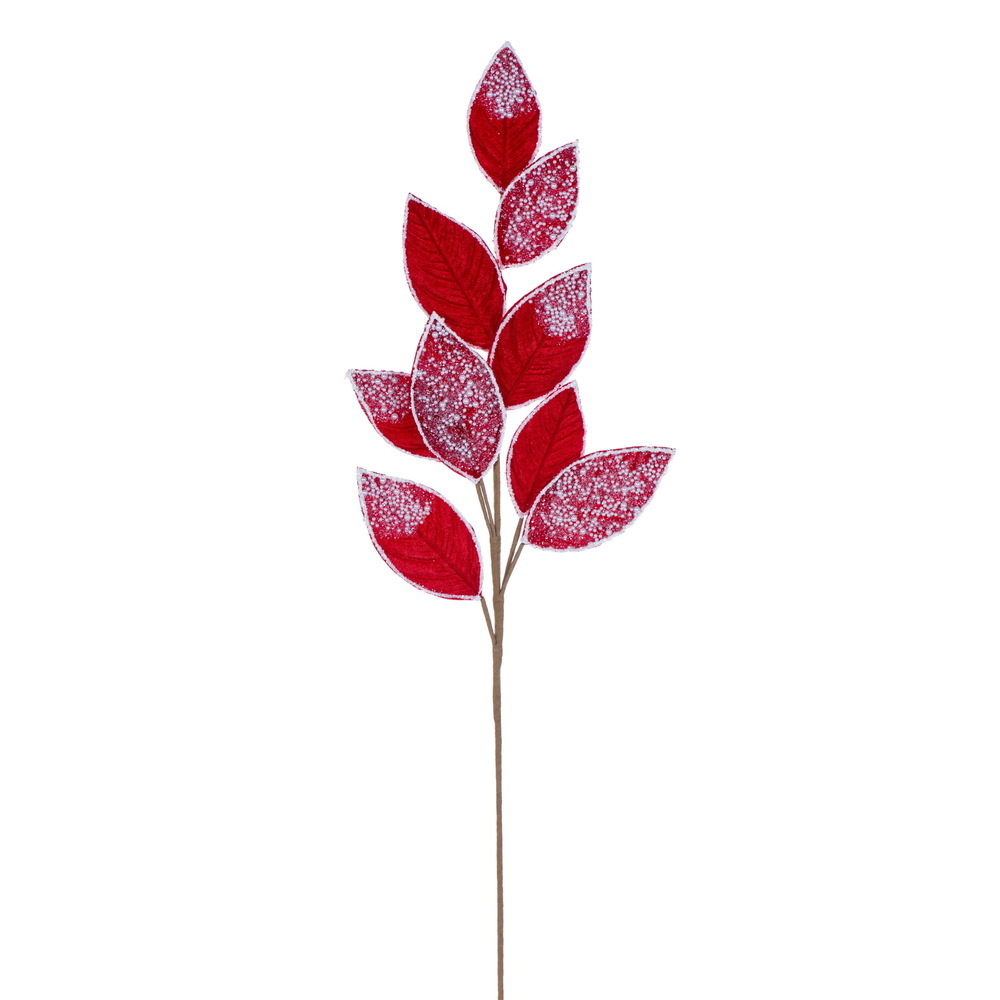 RG253303 32 in. Red Velvet Pearl Leaf Spray - 2 per Bag