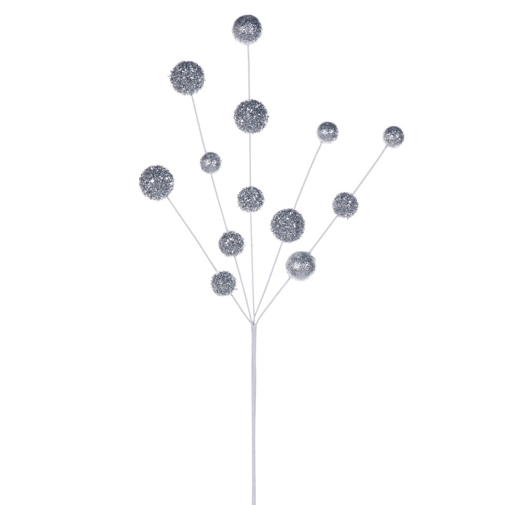 RPQ251707 28 in. Silver Glitter Ball Spray - 2 per Bag