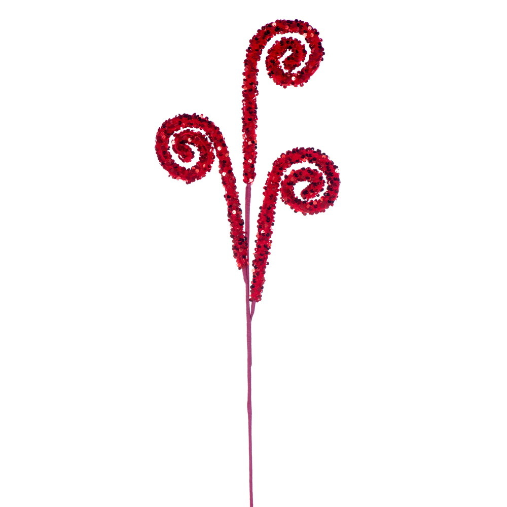 RPQ251903 29 in. Red Sequin Swirl Spray - 3 per Bag
