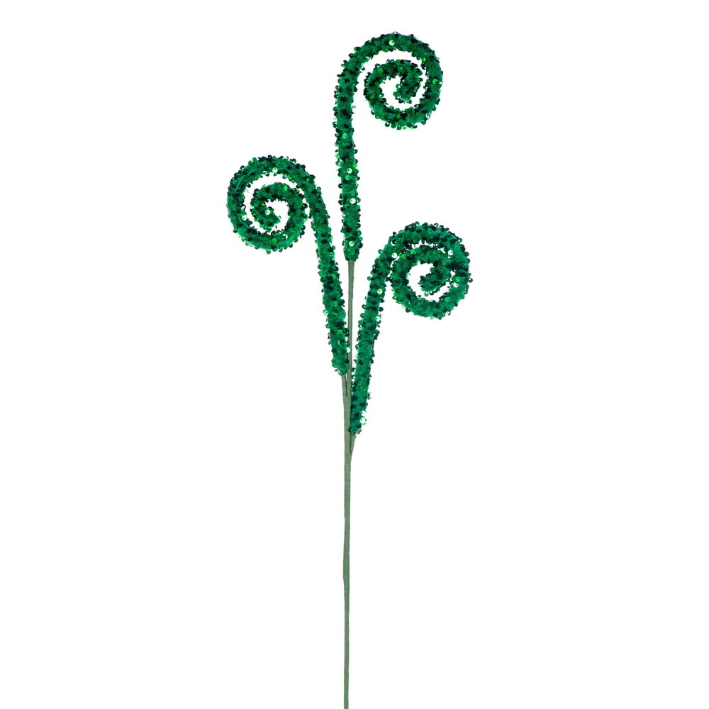 RPQ251904 29 in. Green Sequin Swirl Spray - 3 per Bag