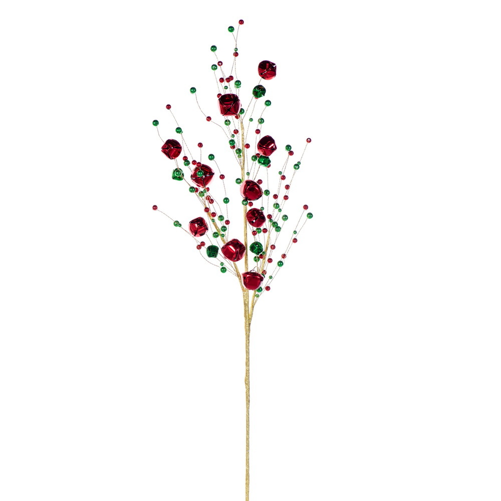 RPQ254329 29.5 in. Red & Green & Gold Bell Spray - 2 per Bag