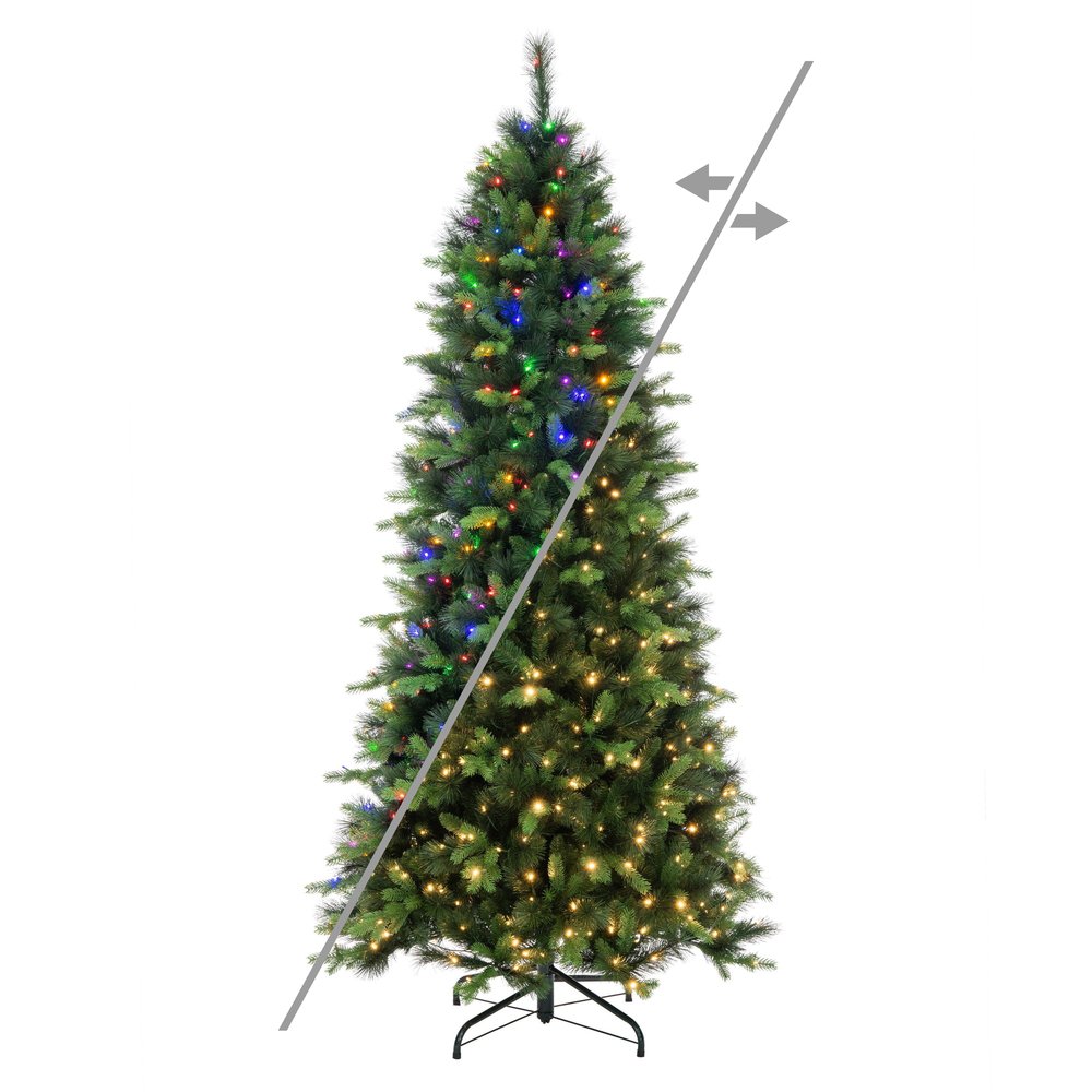 DT211368LEDCC 6.5 ft. x 39 in. Green Southern Mixed Spruce Artificial Pre-Lit Christmas Tree with 500 LED Color Changing - 5 mm