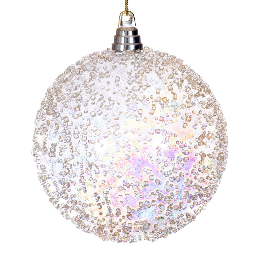 MC250838W 6 in. Champagne Iridescent Bead Ball Ornament - 2 per Bag