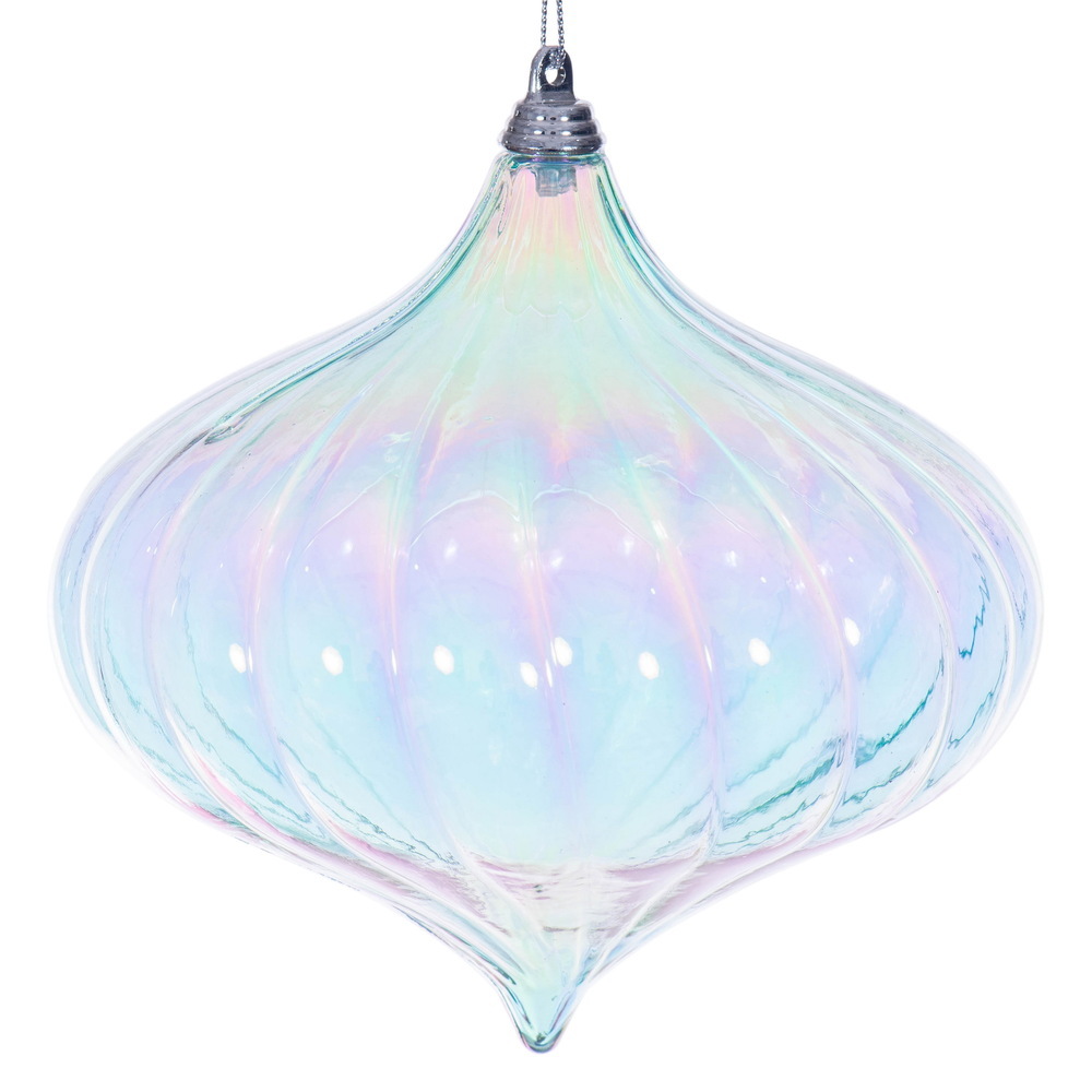 MC251432W 6 in. Baby Blue Iridescent Onion Ornament - 2 per Bag