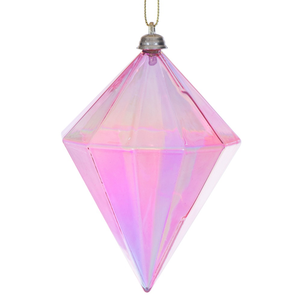 MC252179W 5 in. Pink Iridescent Diamond Ornament - 3 per Bag