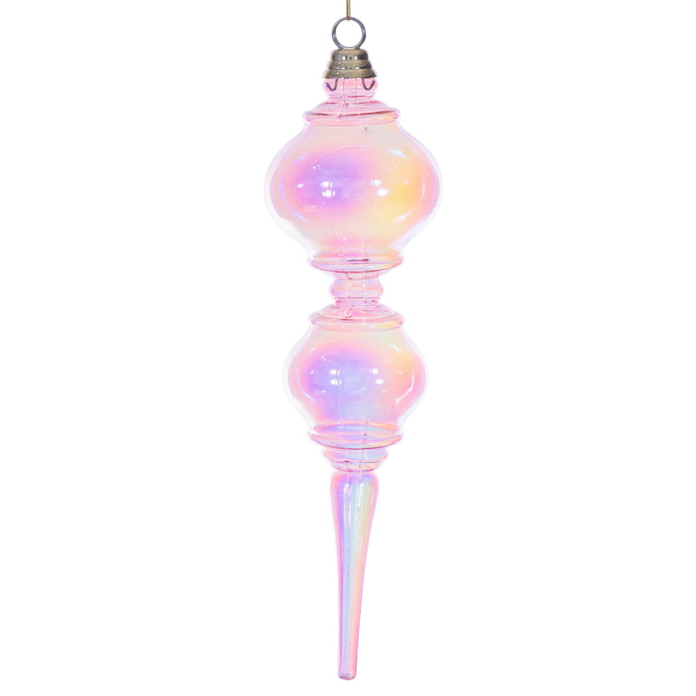 MC252979W 16.5 in. Pink Iridescent Finial Ornament