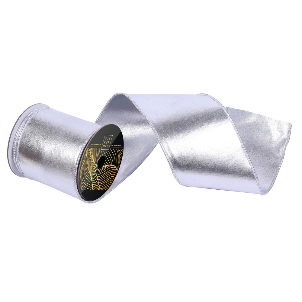QK251807 4 in. x 10 Yard Silver Foil Ribbon