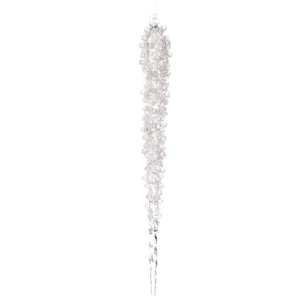 EH251314 14 in. Clear Beaded Icicle Ornament, 2 per Bag