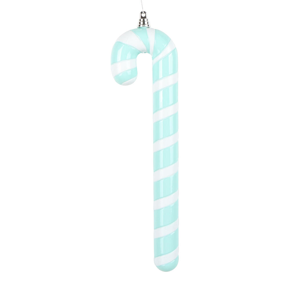 MT251627W 12 in. Aqua Enamel Candy Cane Ornament - 2 per Bag