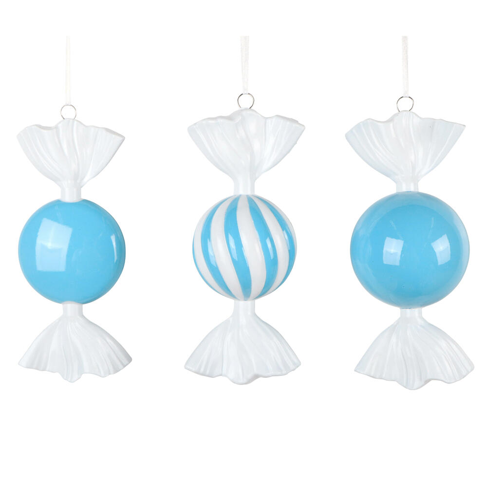 MT253052W 7 in. Light Blue Swirl Enamel Candy Assortment Ornament - 3 per Bag