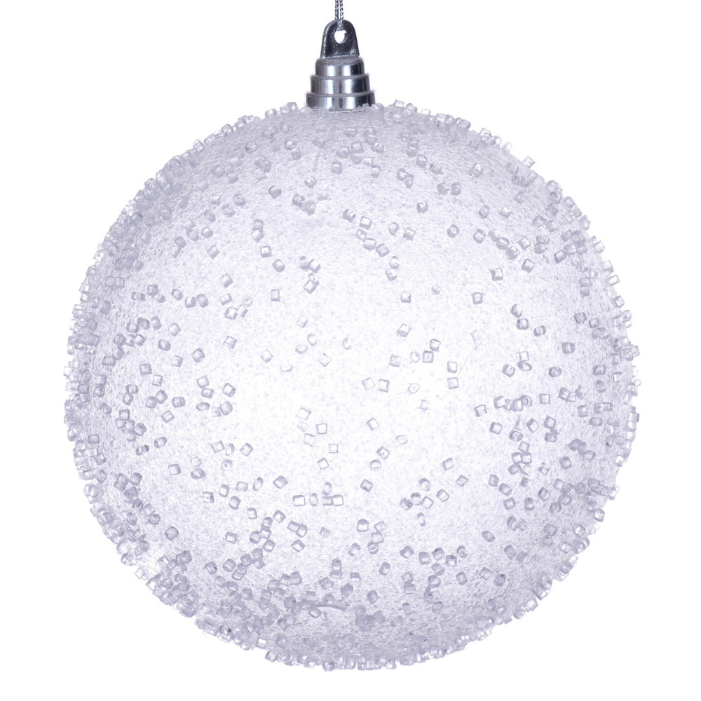 MT254211W 8 in. White Icy Sugar Ball Ornament