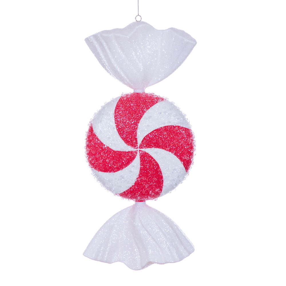MT255203W 18 in. Red Icy Sugar Candy Ornament