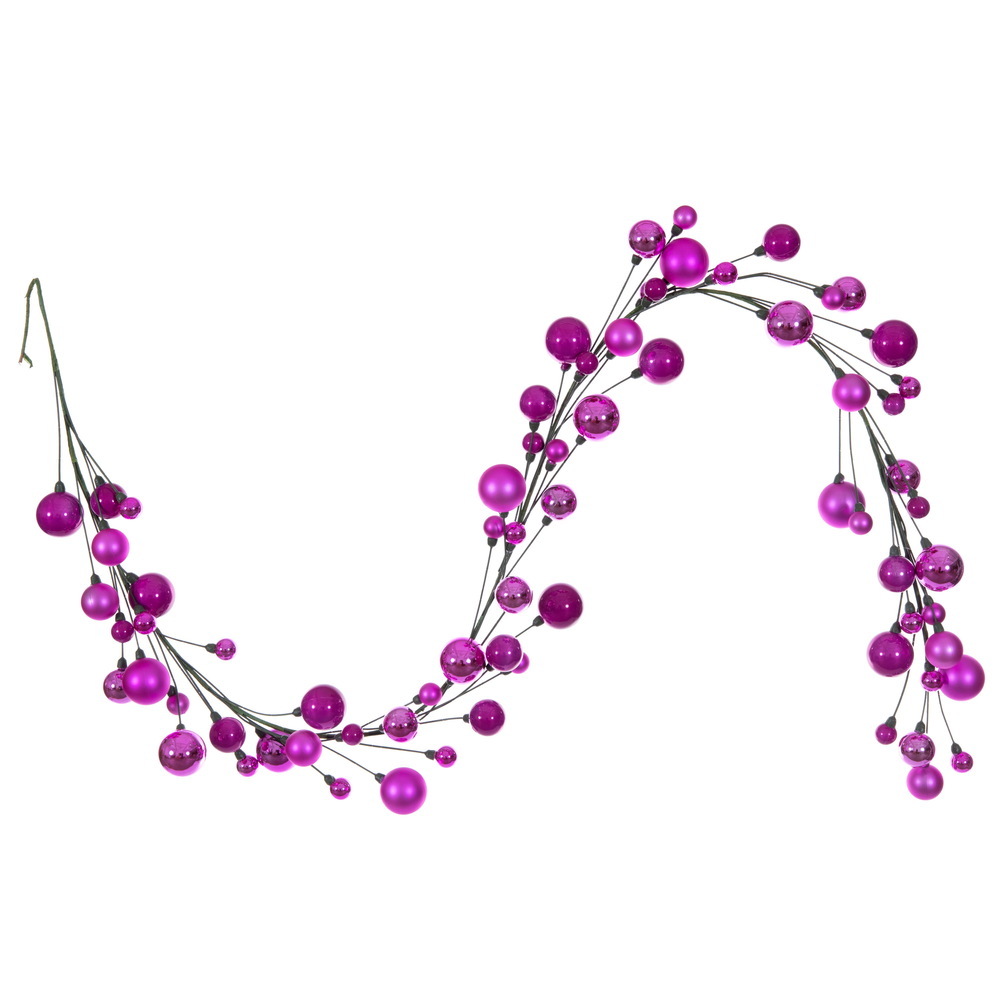 N250159 6 ft. Hot Pink Ball Branch Garland - 1-2 in.