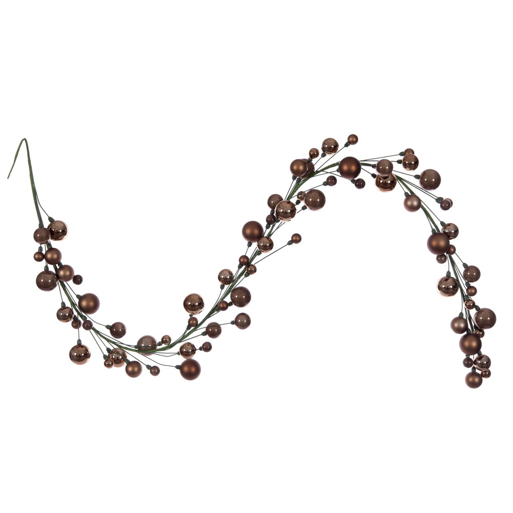 N250176 6 ft. Mocha Ball Branch Garland, 1-2 in.