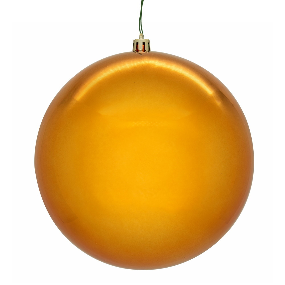 N591018DSVL 4 in. Burnish Orange Shiny Seamless UV Drilled Ball Ornament, 6 per Box
