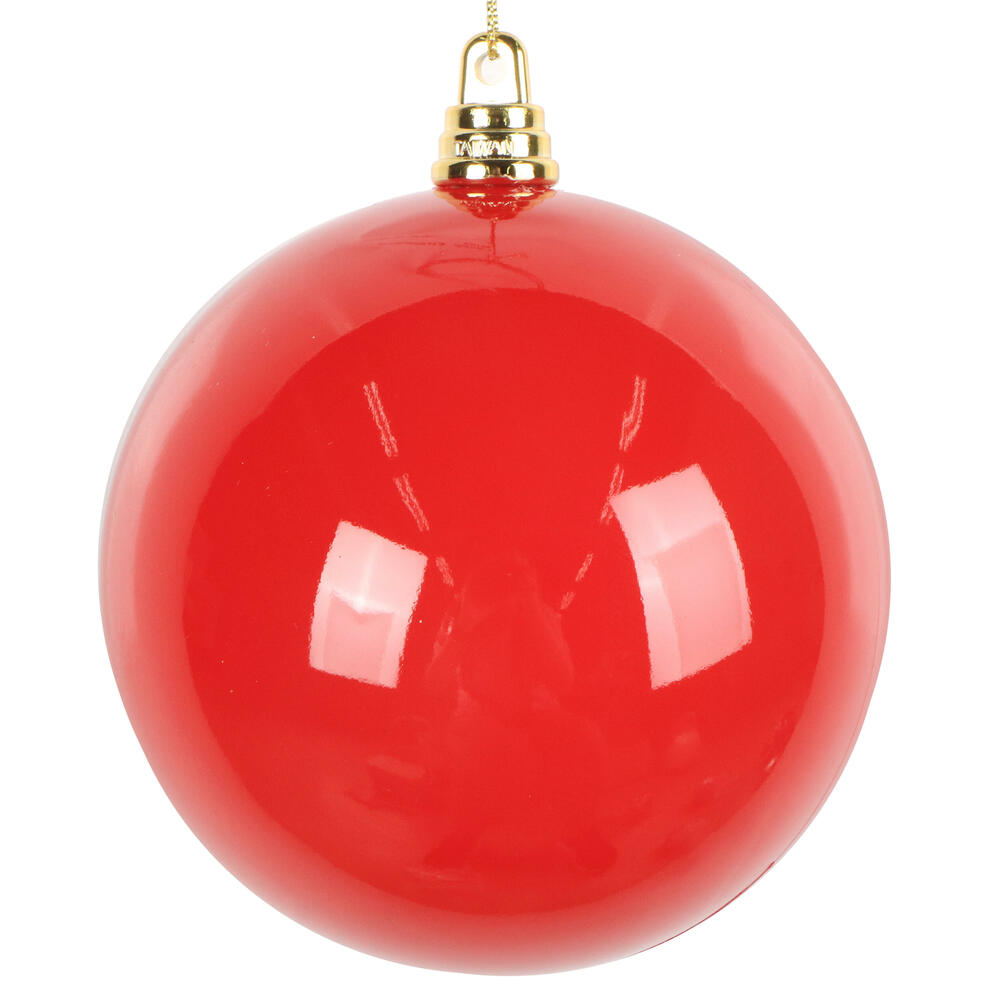 MT250403W 4 in. Enamel Ball Ornament, Red - 6 per Bag