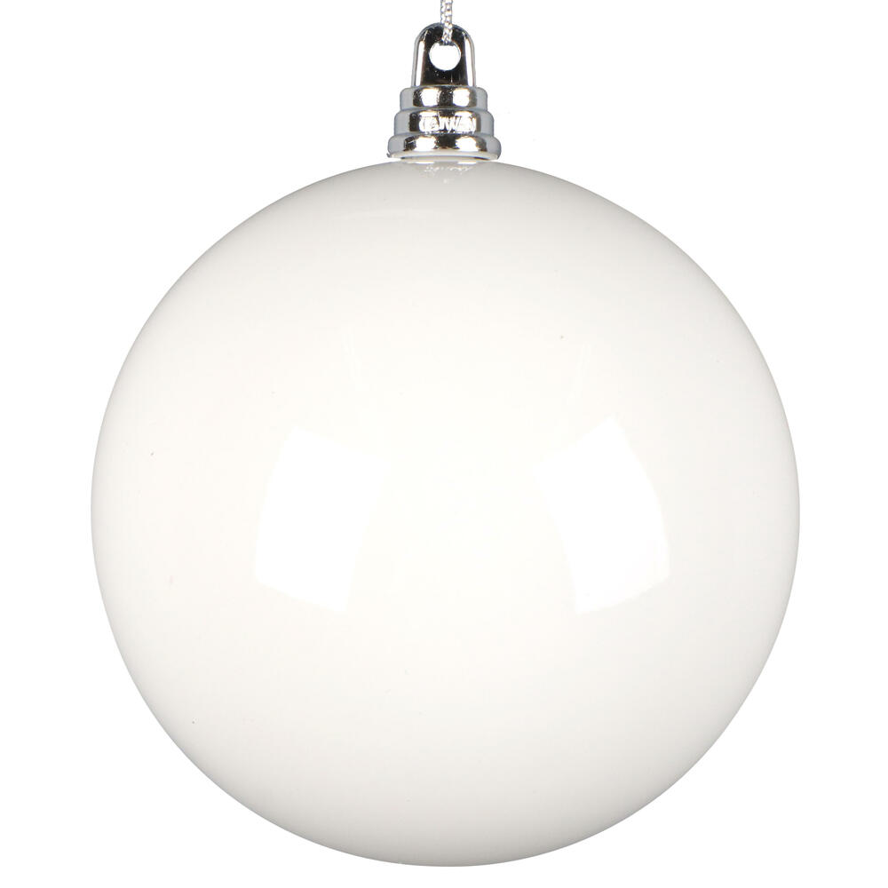MT250411W 4 in. Enamel Ball Ornament, White - 6 per Bag