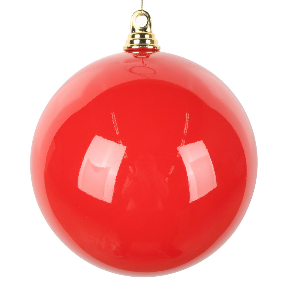 MT250803W 8 in. Enamel Ball Ornament, Red - 2 per Bag