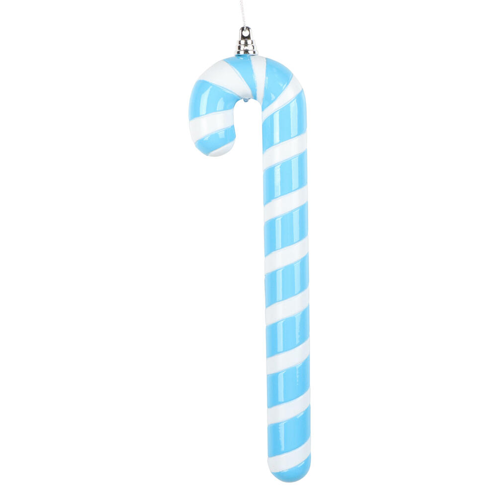 MT251652W 12 in. Light Blue Enamel Candy Cane Ornament - 2 per Bag