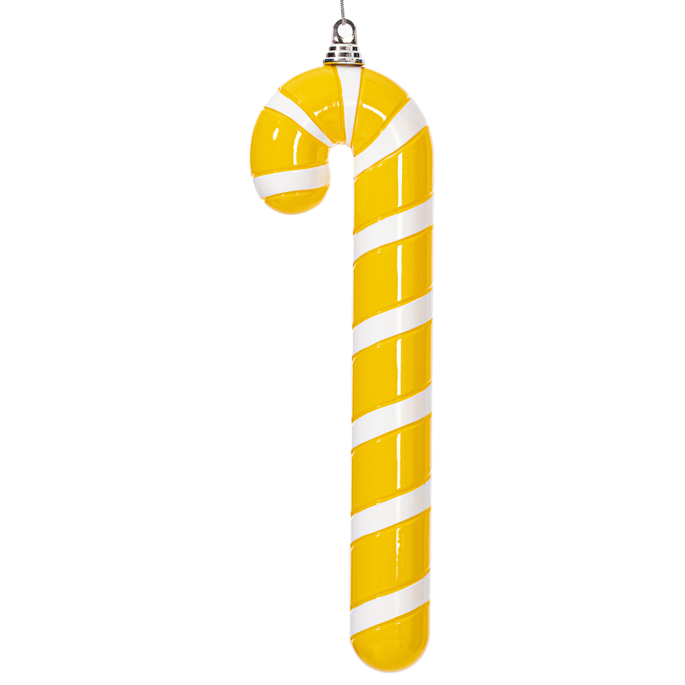 MT251878W 18 in. Yellow Enamel Candy Cane Ornament
