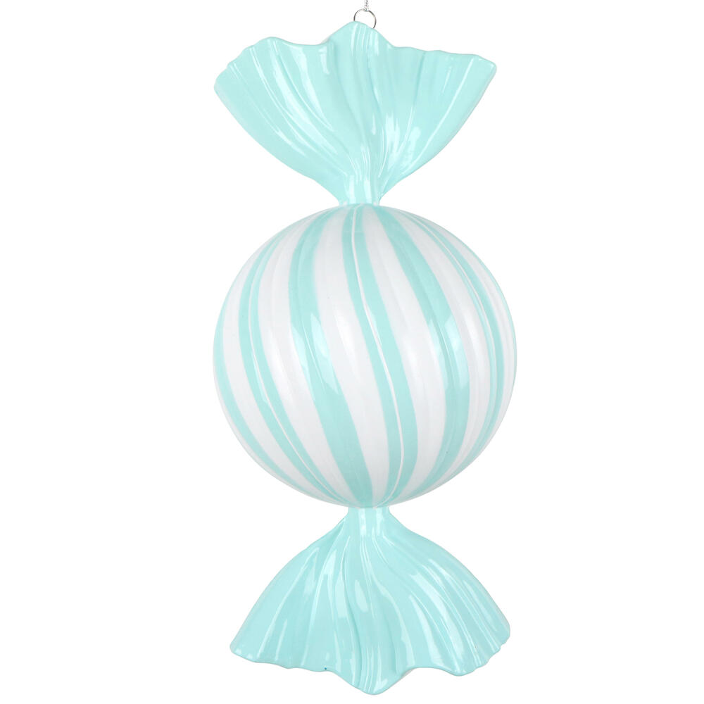 MT252627W 13 in. Aqua Enamel Swirl Candy Ornament