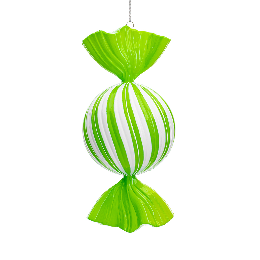 MT252673W 13 in. Lime Enamel Swirl Candy Ornament