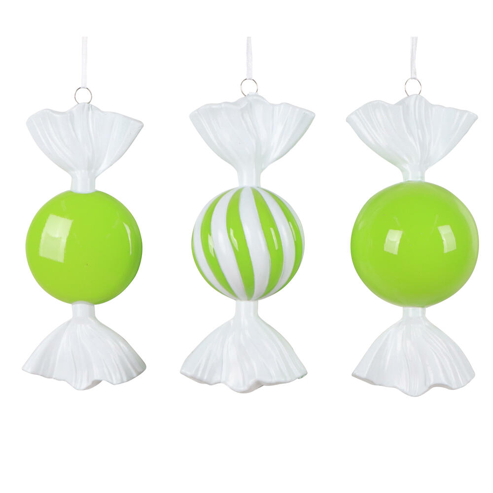 MT253073W 7 in. Lime Swirl Enamel Candy Assortment Ornament - 3 per Bag