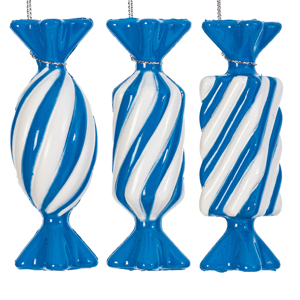 MT253202W 4 in. Blue Swirl Enamel Candy Assortment Ornament - 6 per Bag