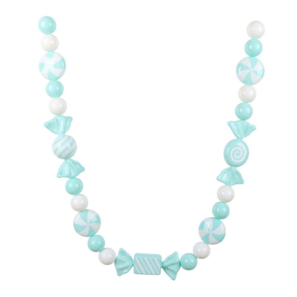 MT253427 5.5 in. Aqua Enamel Candy Garland Ornament