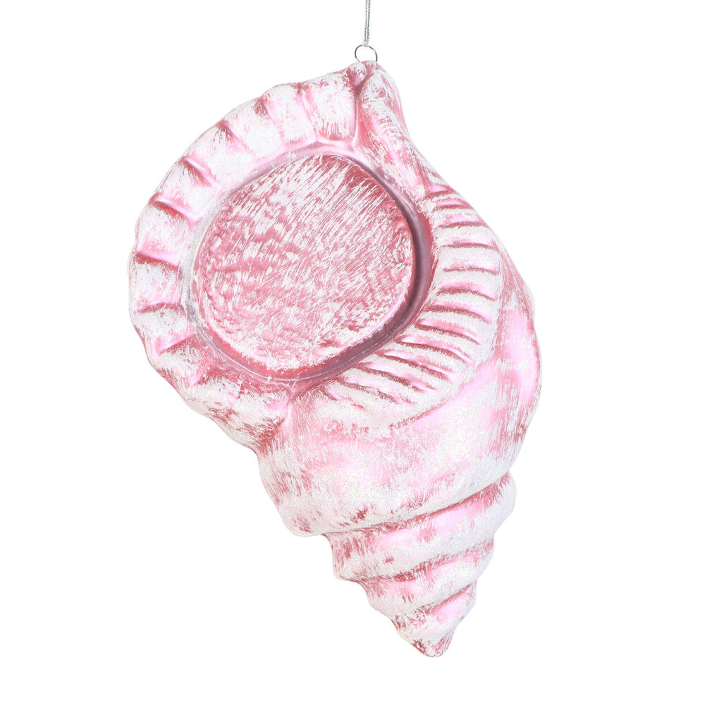 MT256079W 10 in. Pink Conch Shell Glitter Ornament
