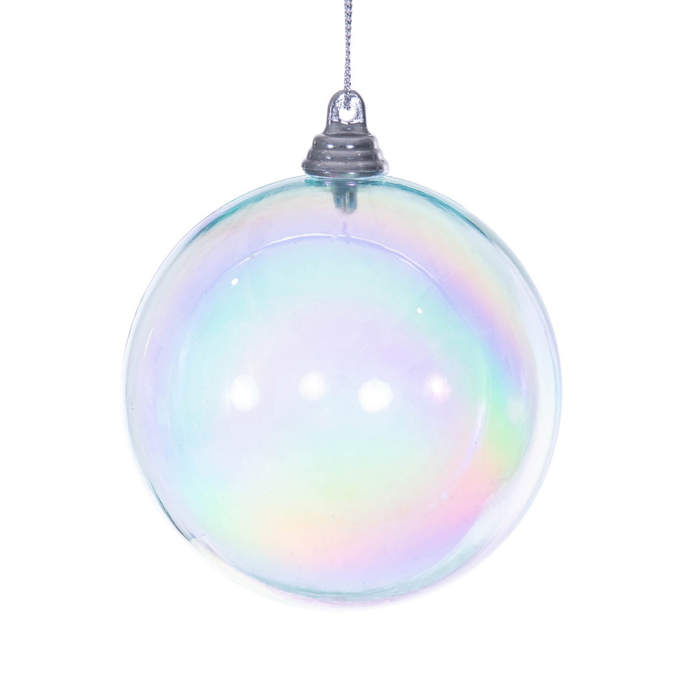 MC250032W 3 in. Baby Blue Iridescent Ball Ornament - 6 per Bag