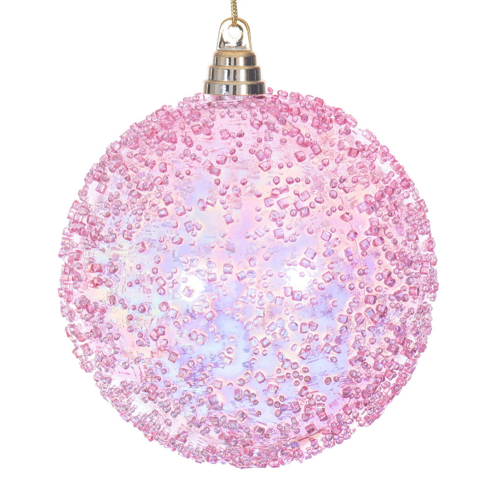 MC250879W 6 in. Pink Iridescent Bead Ball Ornament - 2 per Bag